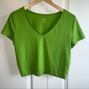 Wild Fable Bright Green V-Neck Crop Top, Size XXL!